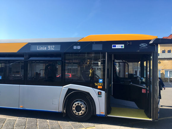 Ein Bus der Phantasie-Linie 912 auf dem Betriebshof der Leipziger Verkehrsbetriebe. Foto TR